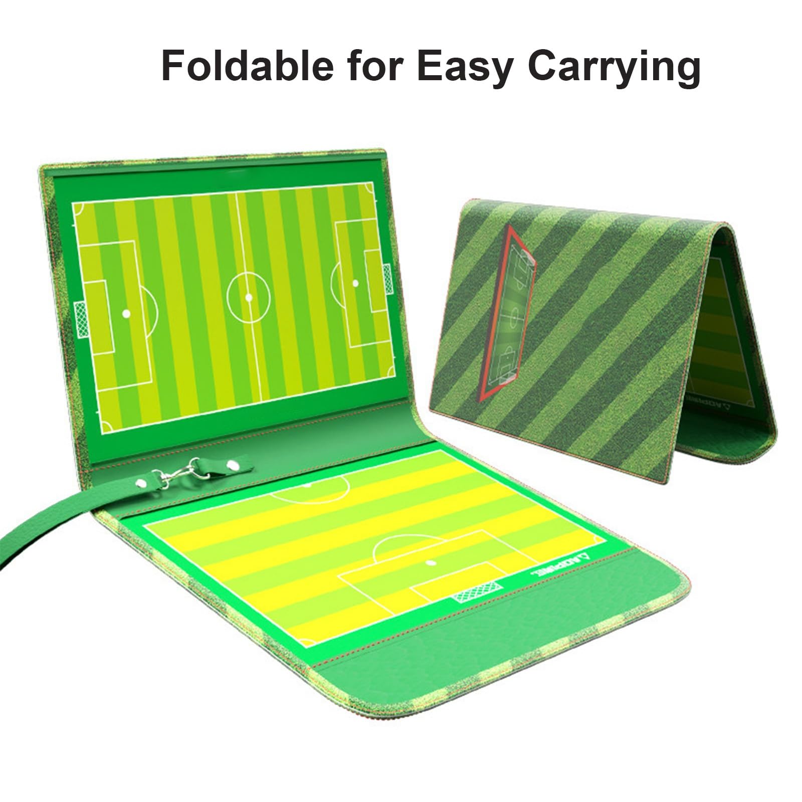 Fußball Taktiktafel, Fussball Taktiktafel, Strapazierfähiges Leder, Doppelseitig mit Linien for das Gesamte und das Halbe Spielfeld, Aufhängen