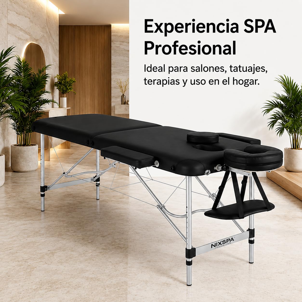 Camilla de Masaje Plegable – 2 Zonas, Altura Regulable y reposacabezas ergonómico – Camilla portátil Profesional para Fisioterapia, estética y SPA con Bolsa de Transporte