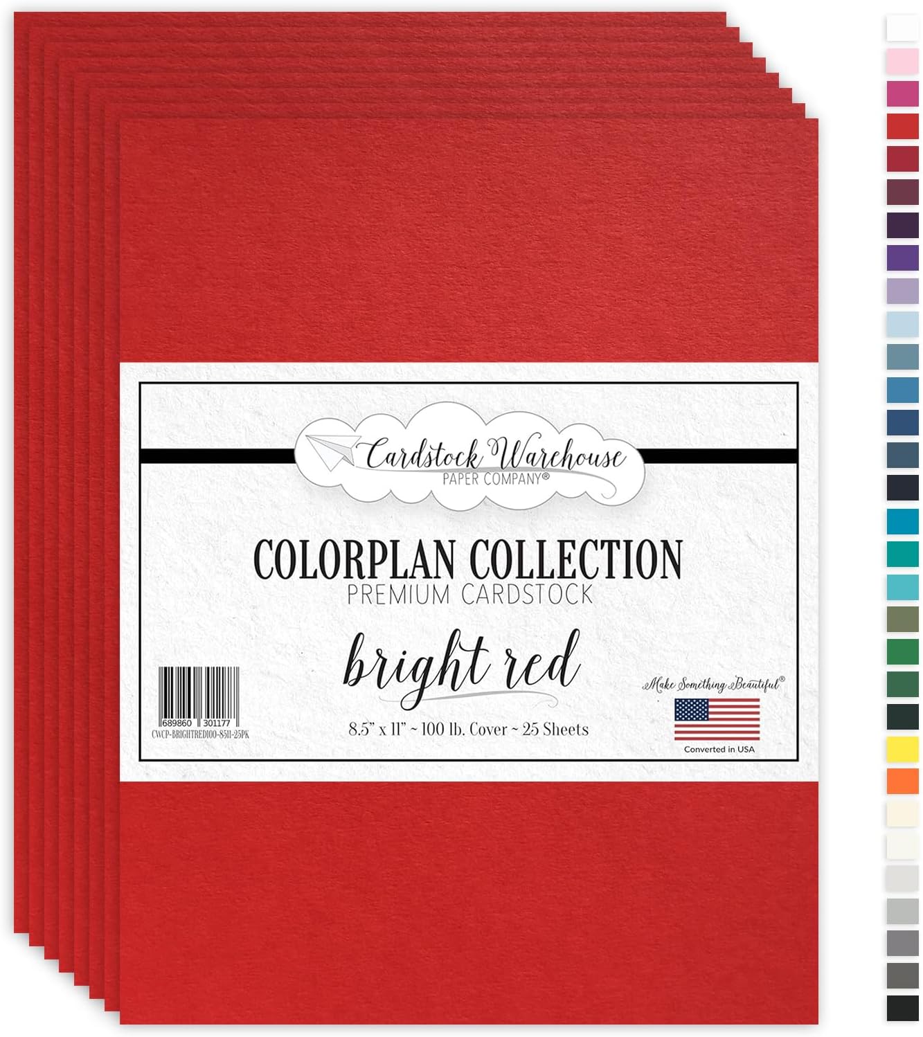 Cardstock Warehouse Paper Company Colorplan Bright Red - 8.5 x 11" 100 Lb. / 270 Gsm Matte Premium - 25 Sheets