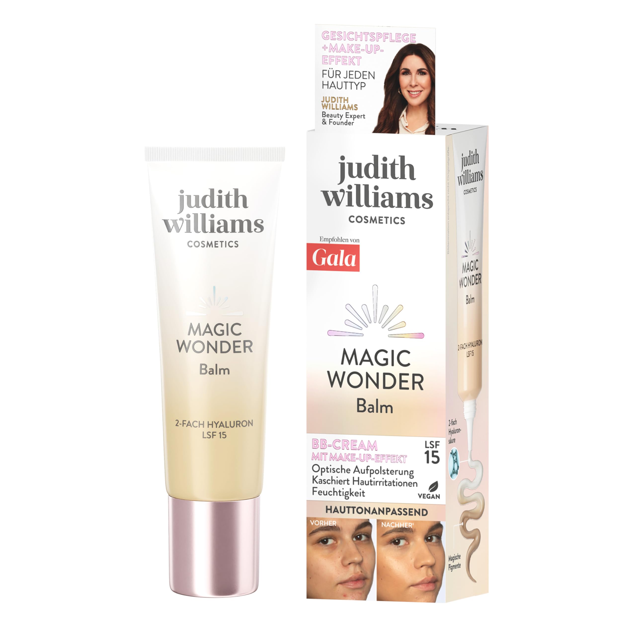Judith Williams Cosmetics – Face Balm Magic Wonder 30 ml – getönte Tagescreme mit LSF und Anti-Aging-Effekt, feuchtigkeitsspendende und hauttonanpassende BB Cream | LSF, Anti-Aging-Effekt, feuchtigkeitsspendend, hauttonanpassend, BB Cream