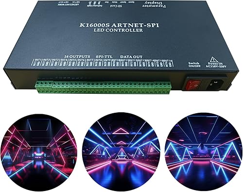 K-16000S LED Controller, 16Port Madrix Artnet Online Offline 16,384 Pixels Addressable AC110V-220V SD Card Programmable LED Controller Indoor for