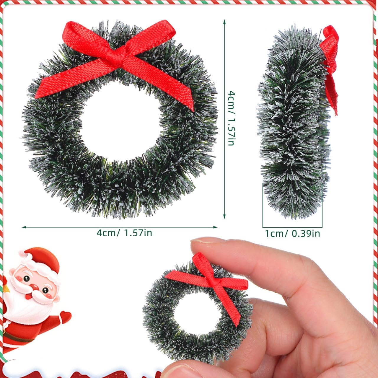 DOITOOL 20Pcs Dollhouse 1:12 Miniature Christmas Wreath,Mini Christmas Wreaths with Bows, Tree Hanging Ornaments Xmas Decor Dollhouse Accessories - Image 4