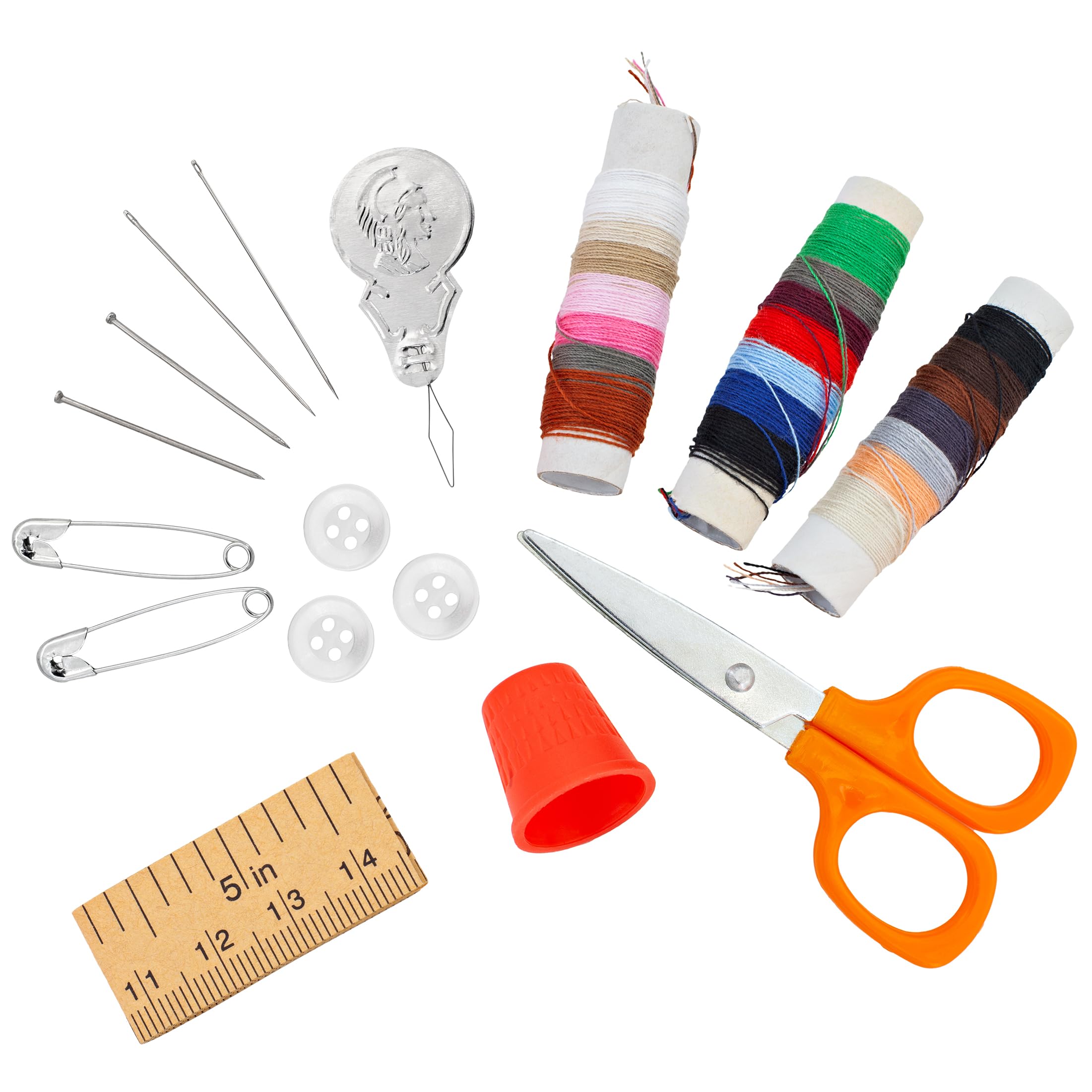 Faden & Nadel Set Da Cucito Da 42 Pezzi In Custodia Compatta – Kit Da Viaggio Con Forbici E Aghi In Metallo, 14 Fili