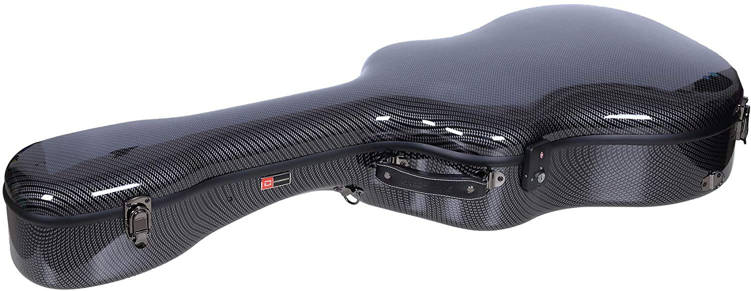 Crossrock Ultra-Light Fiberglass Dreadnought Acoustic Guitar Flight Case | TSA Lock, Backpack Straps, Case Cover – Black (CRF5021DBK)