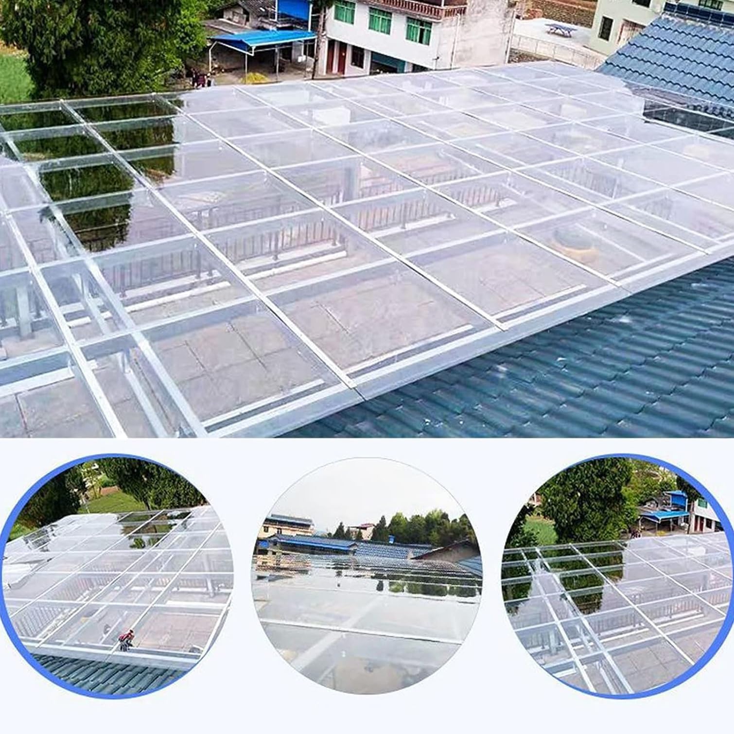 Láminas de Policarbonato Invernaderos Cubierta de Repuesto Pérgola y Cochera para Paneles Acristalamiento Exterior Panel Repuesto Cobertizo(1.5x8m/4.92x26.24ft)