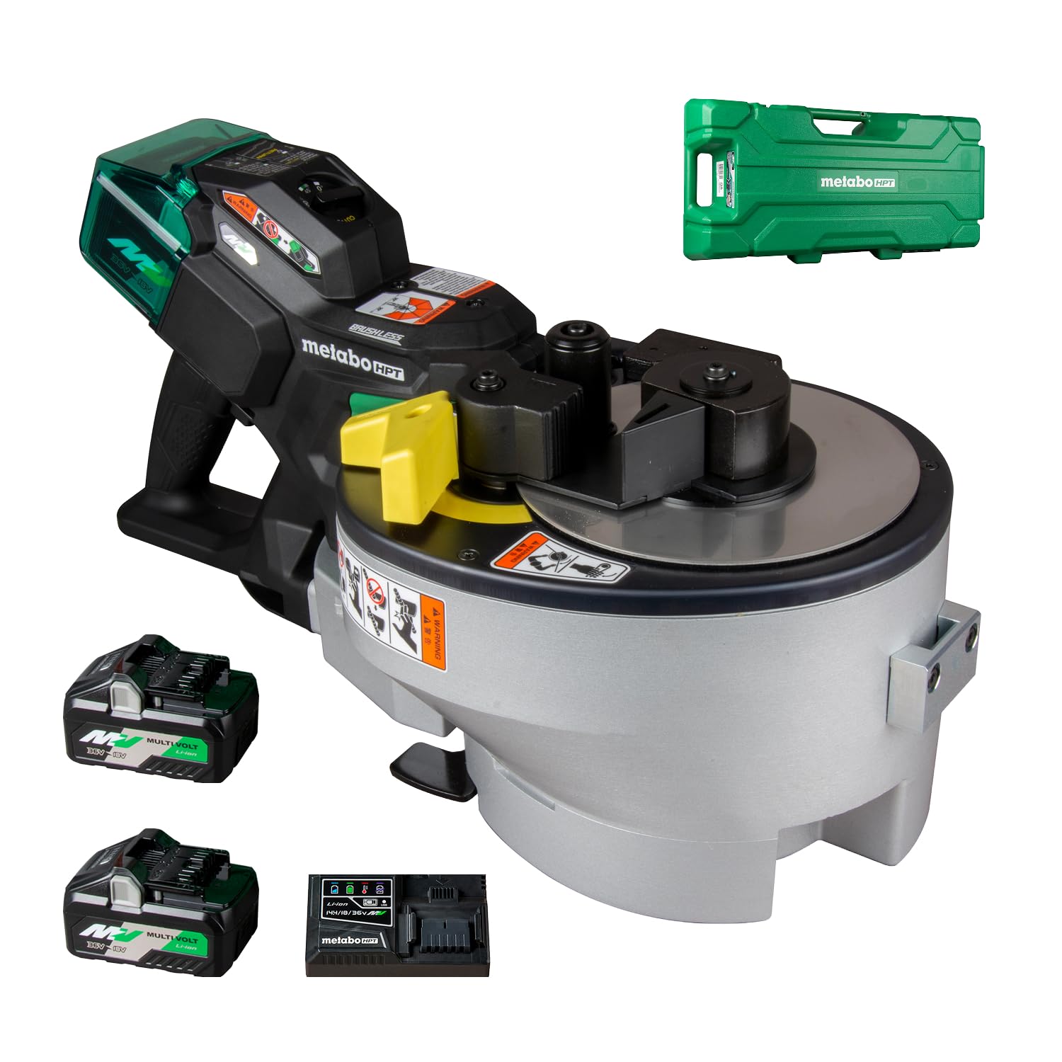 Metabo HPT 36V MultiVolt Portable Rebar Bender/Cutter, Dual Power Source Technology, Fast Cuts, Powerful Bends, Brushless Motor, Includes 2x 4.0Ah Metabo Batteries and Rapid Charger, VB3616DA