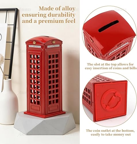 Miniatura 3 de AUEAR, Caja modelo de moneda del dinero de la hucha de la cabina telefónica de Londres de 7 pulgadas para la decoración del hogar