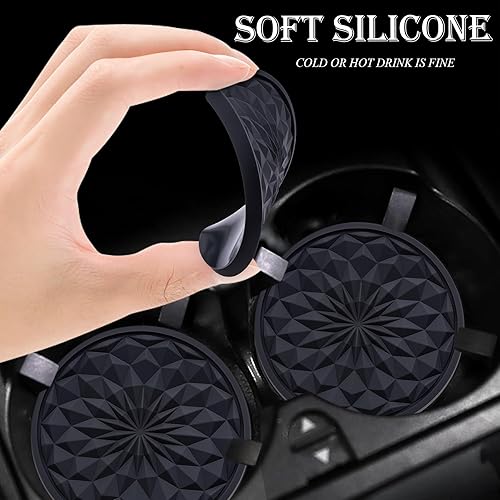 Miniatura 4 de Paquete de 2 portavasos de silicona para automóvil, tapete antideslizante de 2.75 pulgadas, ajuste universal para la mayoría de los vehículos,