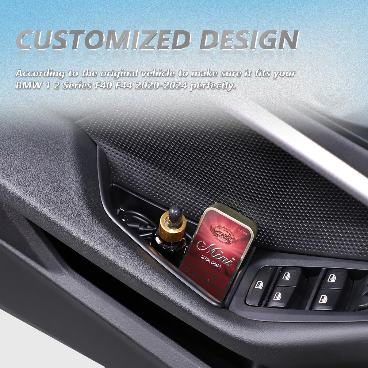 Car Door Storage Box Phone Tray Compatible with BMW 1 2 Series F40 F44 2020-2024 Armrest Phone Container Door Organizer Handle Pocket ABS Tray Insert Glove Pallet (Front Door)