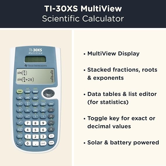 TI-30XS Multiview Scientific Calculator + WYNGS Protective Case Black