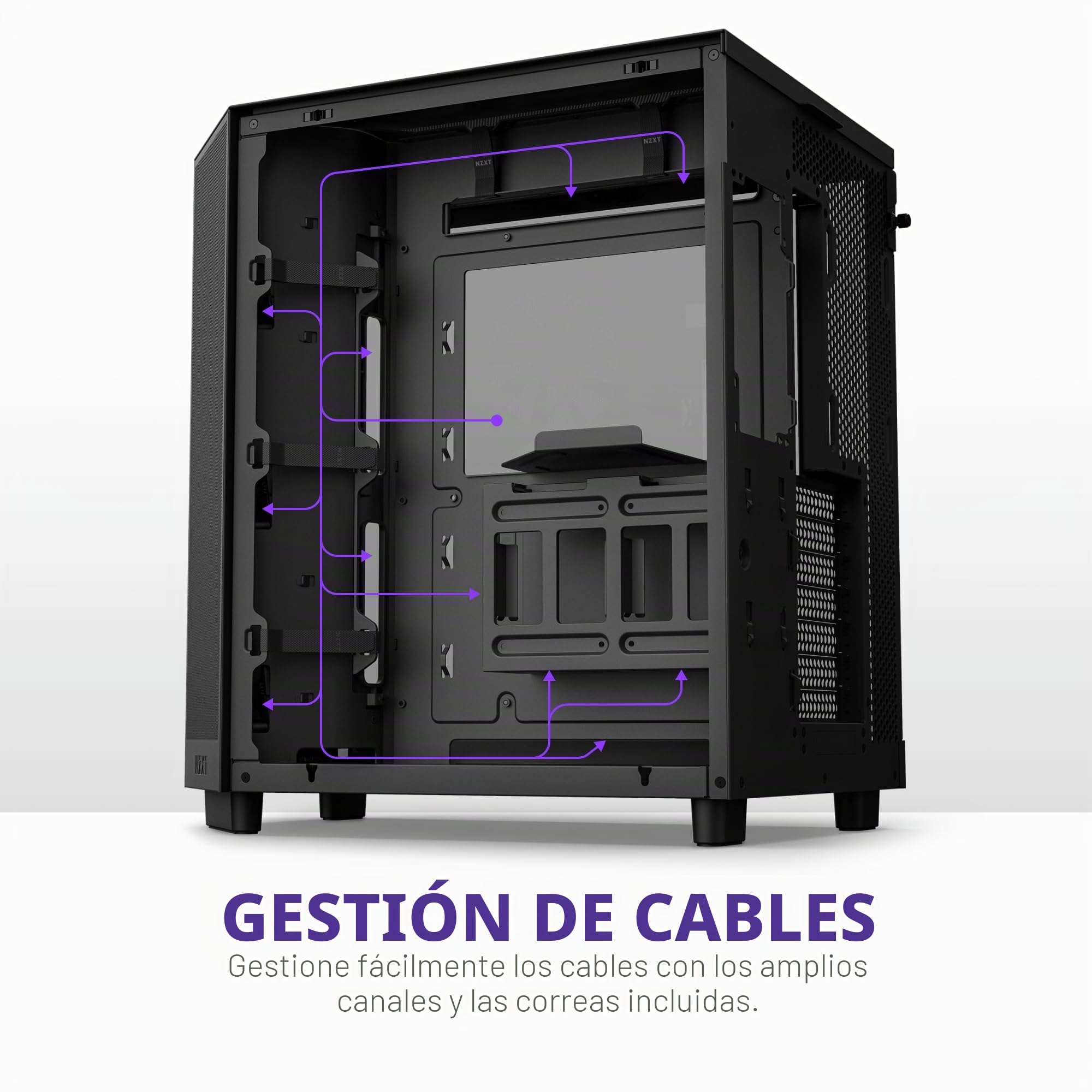 NZXT H6 Flow Caja PC Gaming ATX | Mid-Tower de Cámara Dual Compacta | Paneles de ventilación de Alto Rendimiento | Incluye 3 Ventiladores de 120 mm | Color Negro | CC-H61FB-01