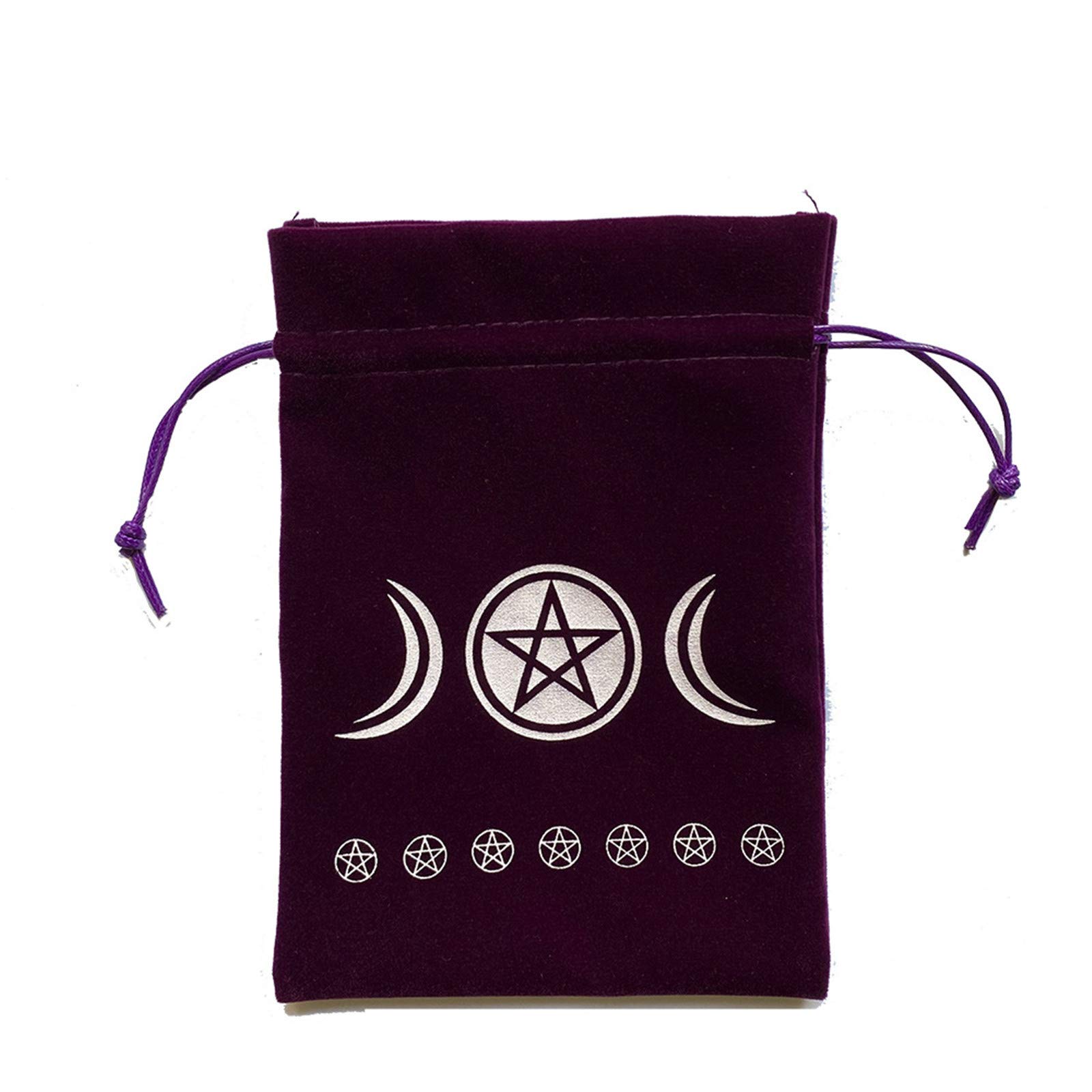 angwang Tarot Bag,Velvet Moon Phase Tarot Oracle Cards Storage Bag Runes Constellation Witch Divination Accessories Jewelry Dice Drawstring Package Three Moon Phase Purple