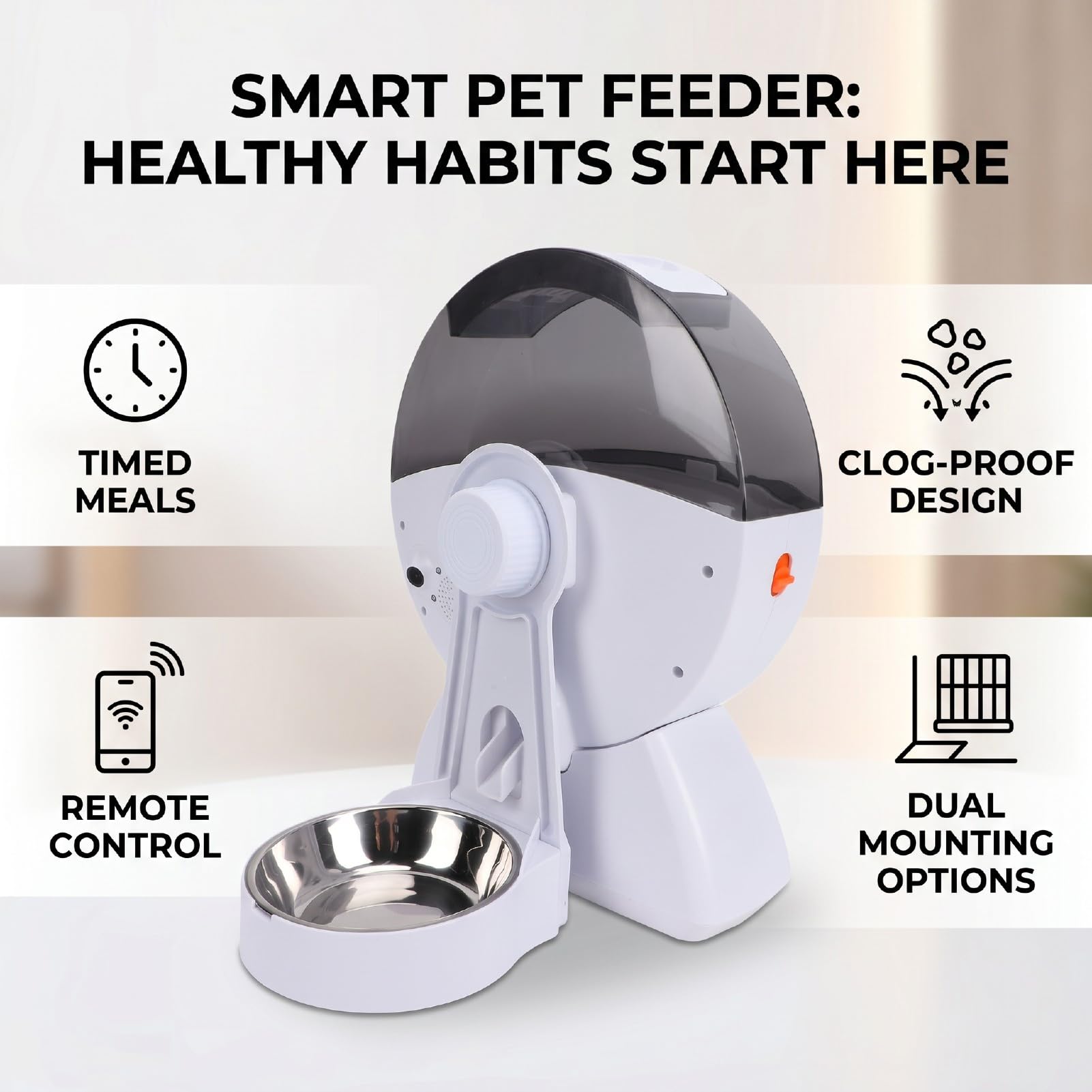 Dispenser Automatico di Cibo Sospeso, Mangiatoia Intelligente per Gabbie