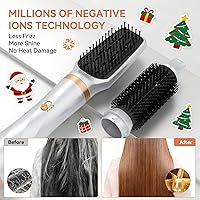 Vista 4 de Cepillo secador de pelo 5 en 1, cepillo de secado rápido y 3 temperaturas ajustables, juego de peinado desmontable para secar y rizar, 2
