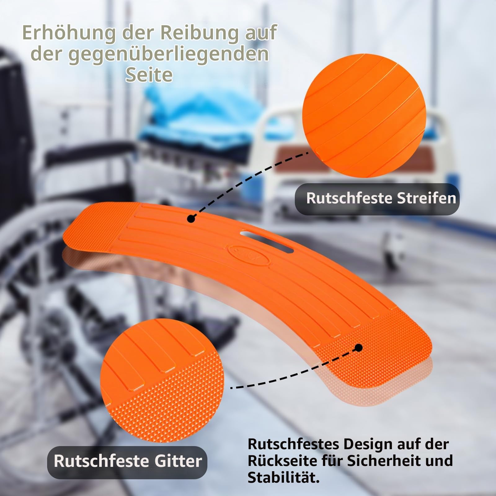 Transferbrett, Schiebe-Patienten-Transferbrett mit Griffen Badewannen Einstiegshilfe Behinderten Hilfsmittel 150 Kg Gewichtskapazität Transferbrett für Senioren Im Bett Auto Rollstuhl Toilette