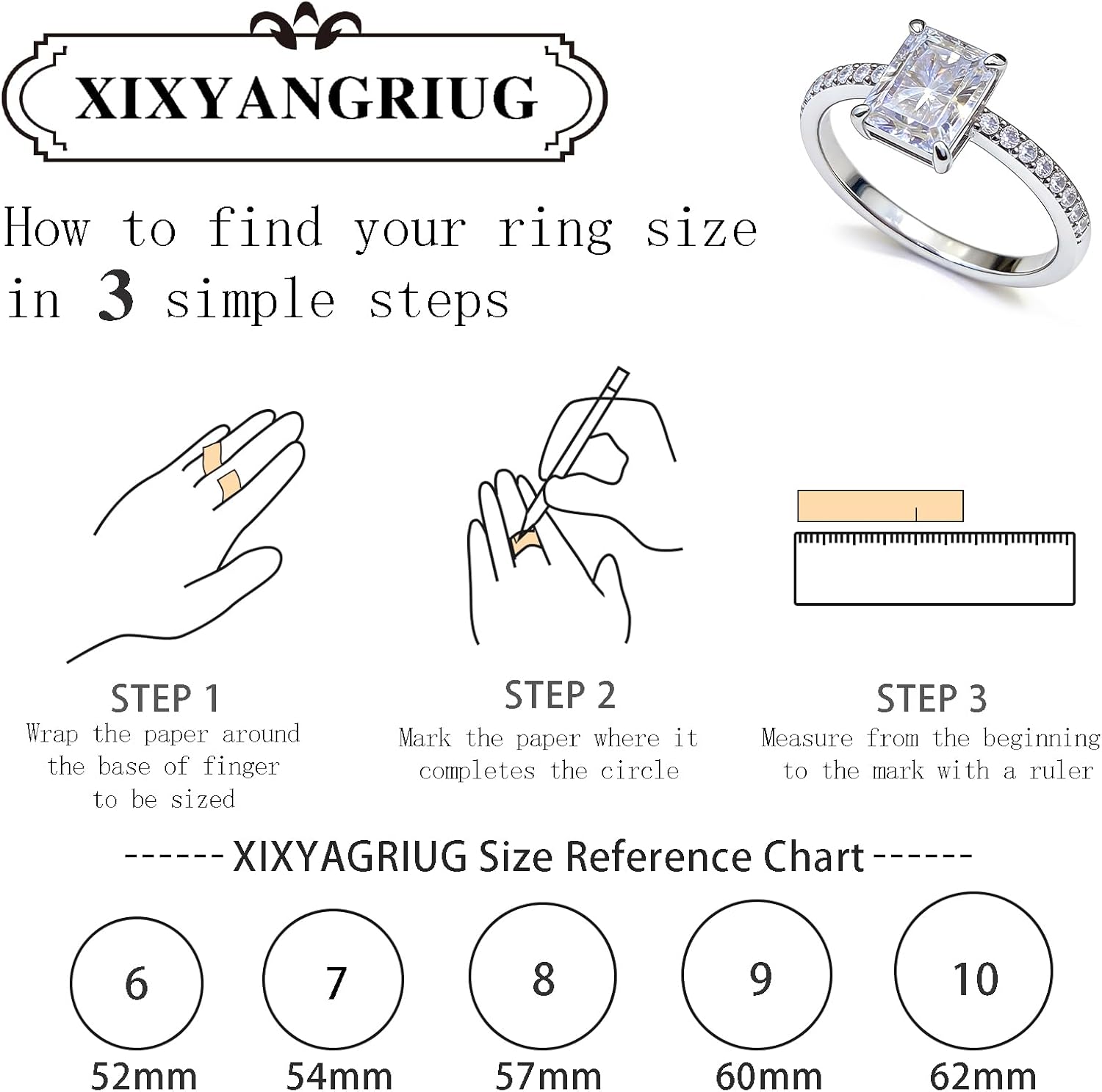 CZ 925 Sterling Silver Engagement Ring for Women,Radiant Cut Cubic Zirconia Minimalist Band Rings Jewelry Gifts for Her,Dainty Simple Promise Ladies' Ring for Wedding Daily Size:6-10