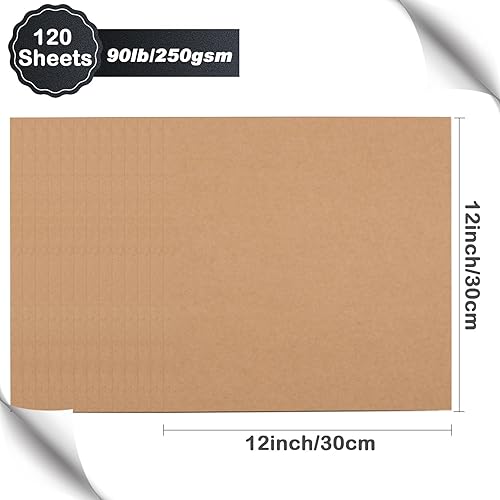 Miniatura 2 de Kosiz 120 unidades de papel de cartulina cuadrada de 12 x 12 pulgadas, cubierta de 250 GSM, 90 libras, impresora láser lisa blanca gruesa, papel de