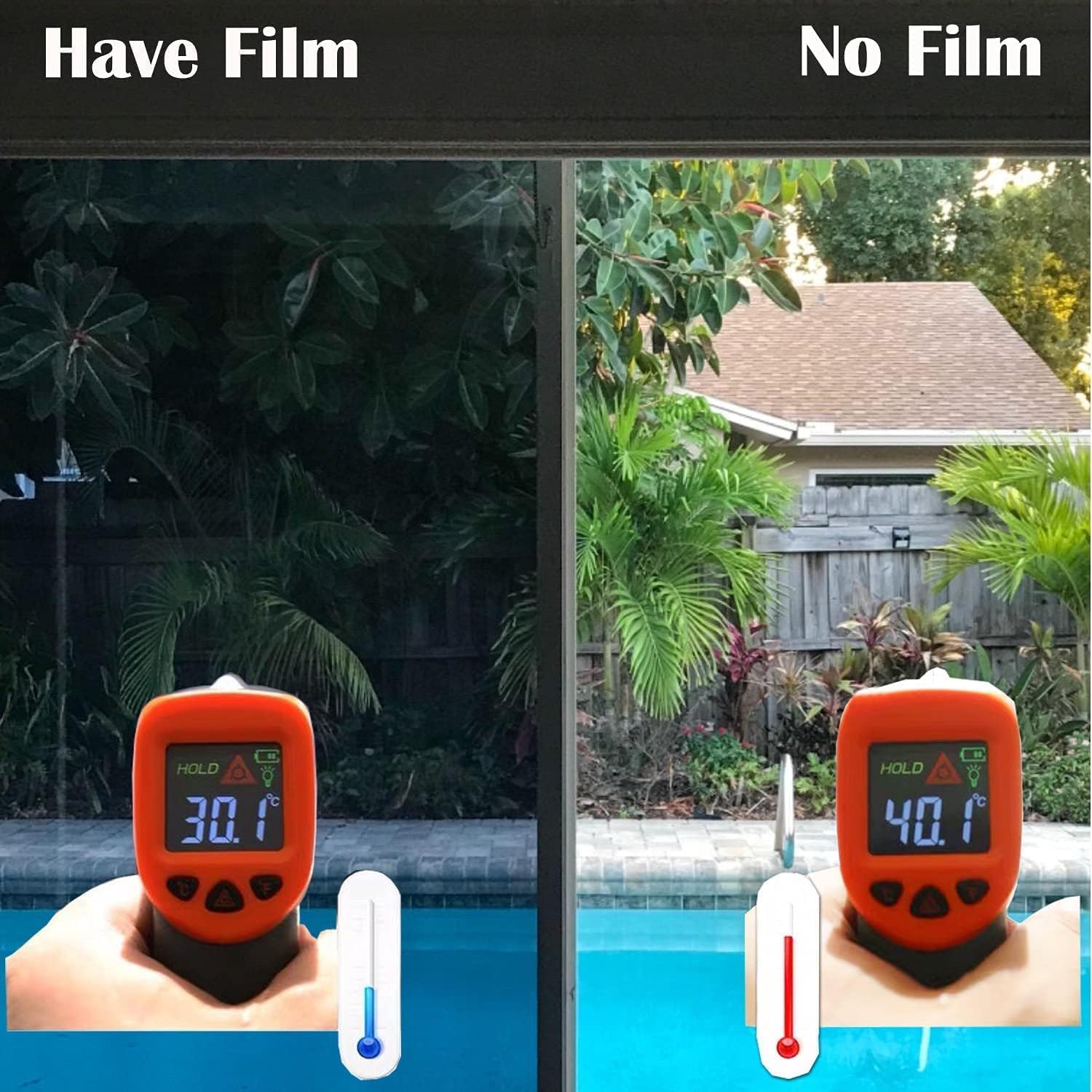 Zindoo One Way Window Film Privacy Film for Glass Windows Sun Blocker Heat Reflective Mirror Tint Stickers Anti Glare - Image 4