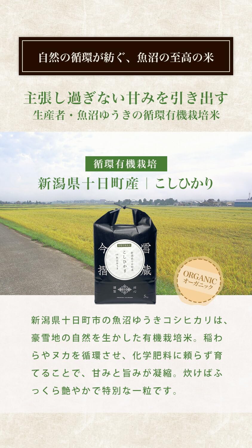 有機JAS 新潟県十日町産 こしひかり 5kg Amazon.co.jp: 雪蔵今摺米 JAS有機栽培 コシヒカリ 5kg 天然雪でモミ