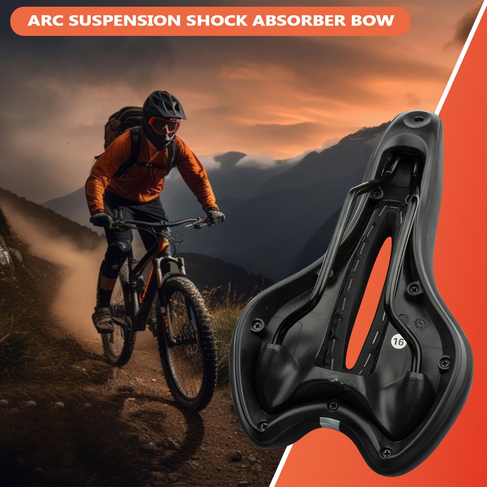 Selle Vélo Confort Gel Ergonomique - Noir Et Rouge, Amortisseur, Imperméable, Pour VTT Et Route