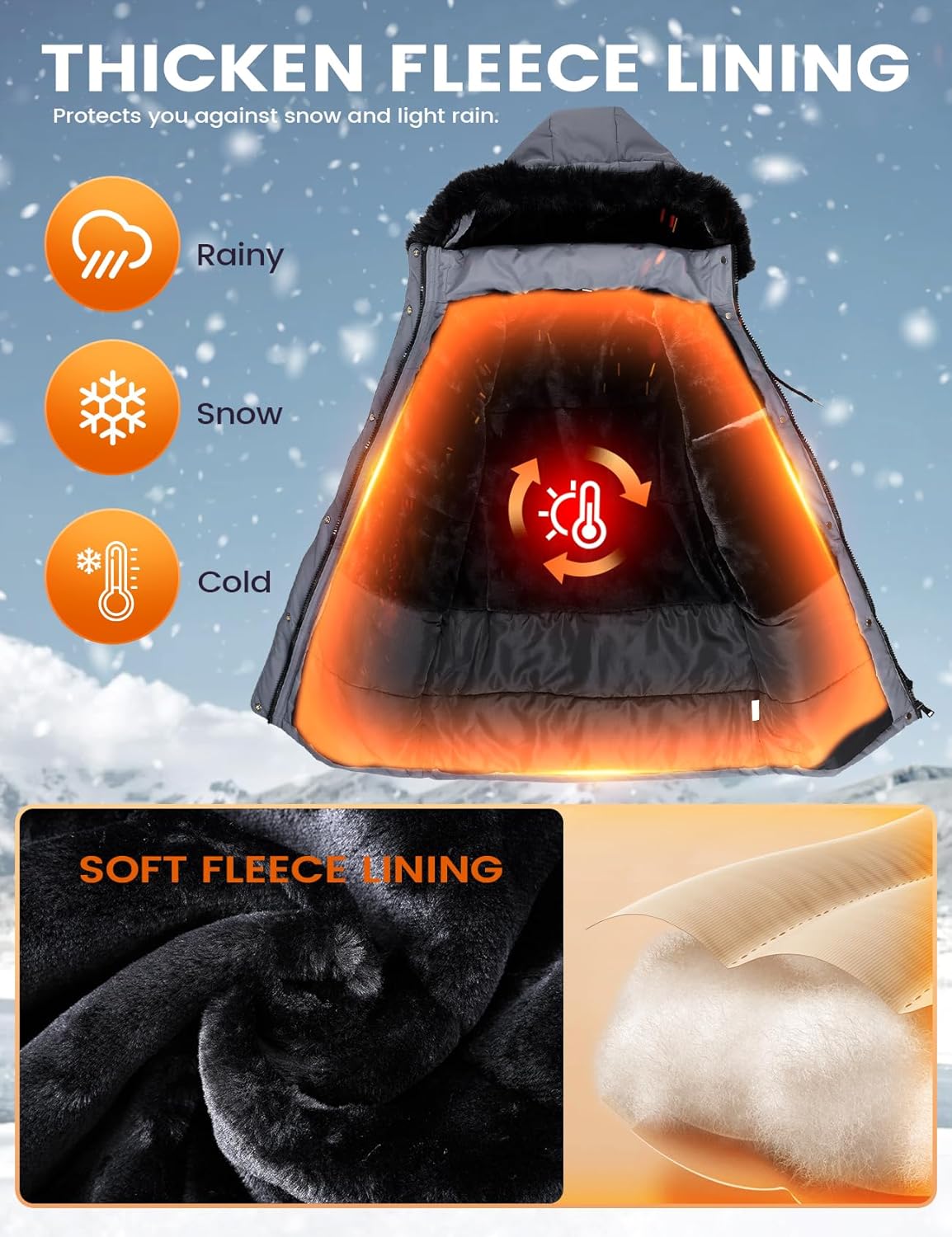 Arssm Womens Winter Puffer Coat Thicken Fleece Lined Long Parka Jacket Warm Hooded Waterproof Outerwear - Image 2