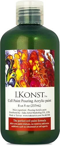 I.Konst Juego de pintura para verter, pintura acrílica de efecto celular de 6 colores metálicos, premezclada de alto flujo (botellas de 8 onzas para