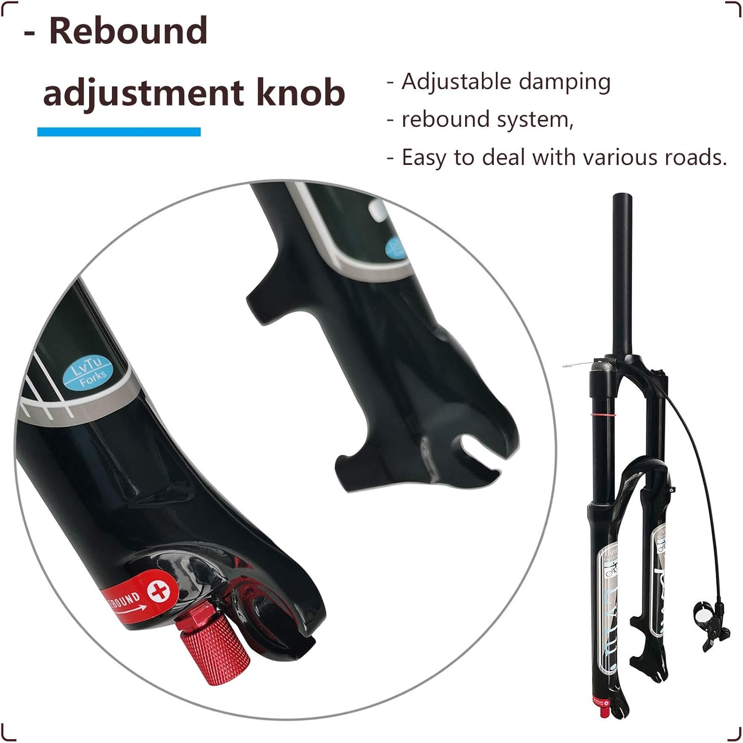 Mountain Bike Air Fork 26 27.5 29 Inch Rebound Adjust, 130mm Travel Front Fork Disc Brake Suspension (Color : Straight Manual Lock Out, Size : 26 inch)