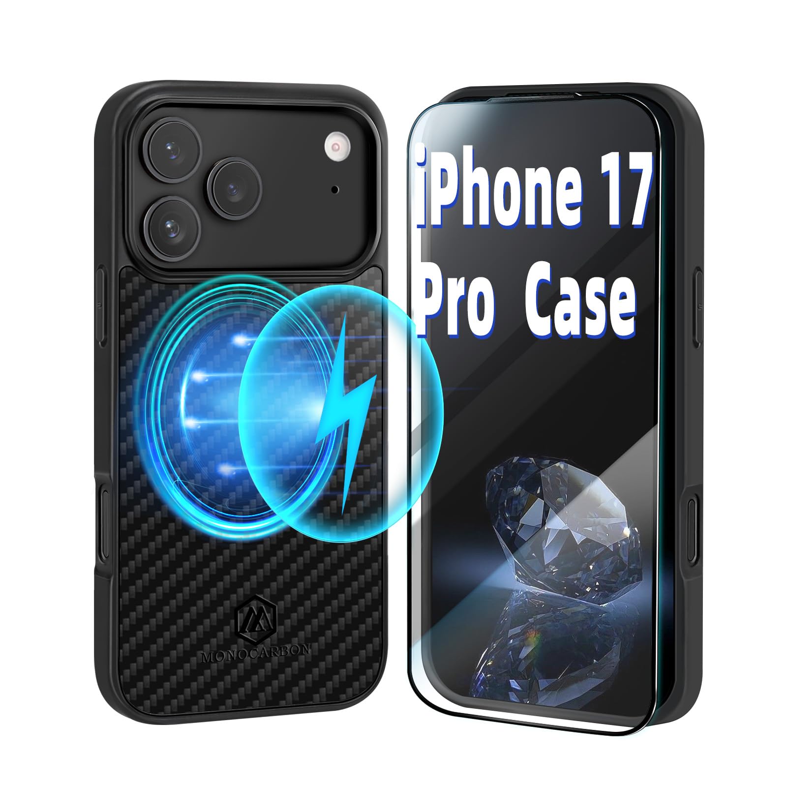 Amazon.co.jp: MONOCARBON カーボンファイバーケース iPhone 17 Pro用