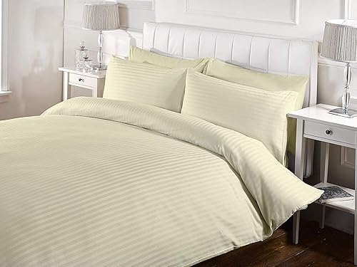 Funda de edredón de 3 piezas a rayas con cierre de cremallera, 100% algodón, lujosa e hipoalergénica, de 800 hilos (1 funda de edredón a rayas y 2