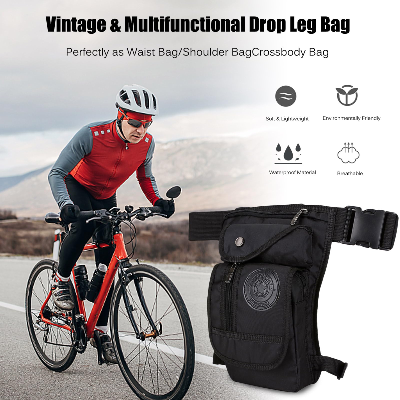 FANDARE Thigh Drop Leg Pouch Bag - Military Tactical Waist Pack Sling Bag for Hiking Cycling Travel Outdoor Blue - Image 3