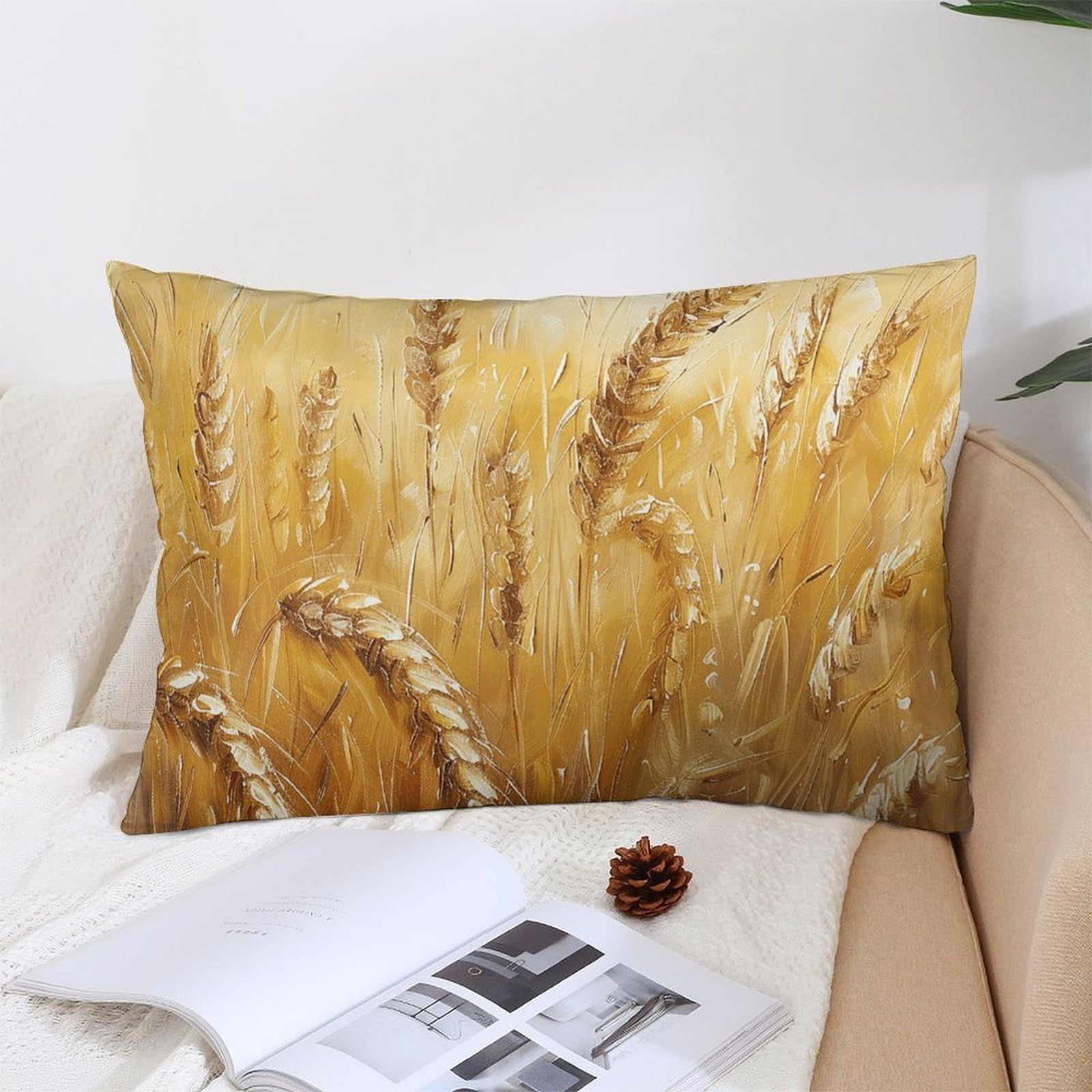 NTVOWPZO Decoration Throw Pillow Covers 12 "x20 Pillowcases Covers Golden Wheat Field Image Soft Pillowcases Modern Farmhouse Home Decor Sofa Cushions Covers for Couch Bed Living Room