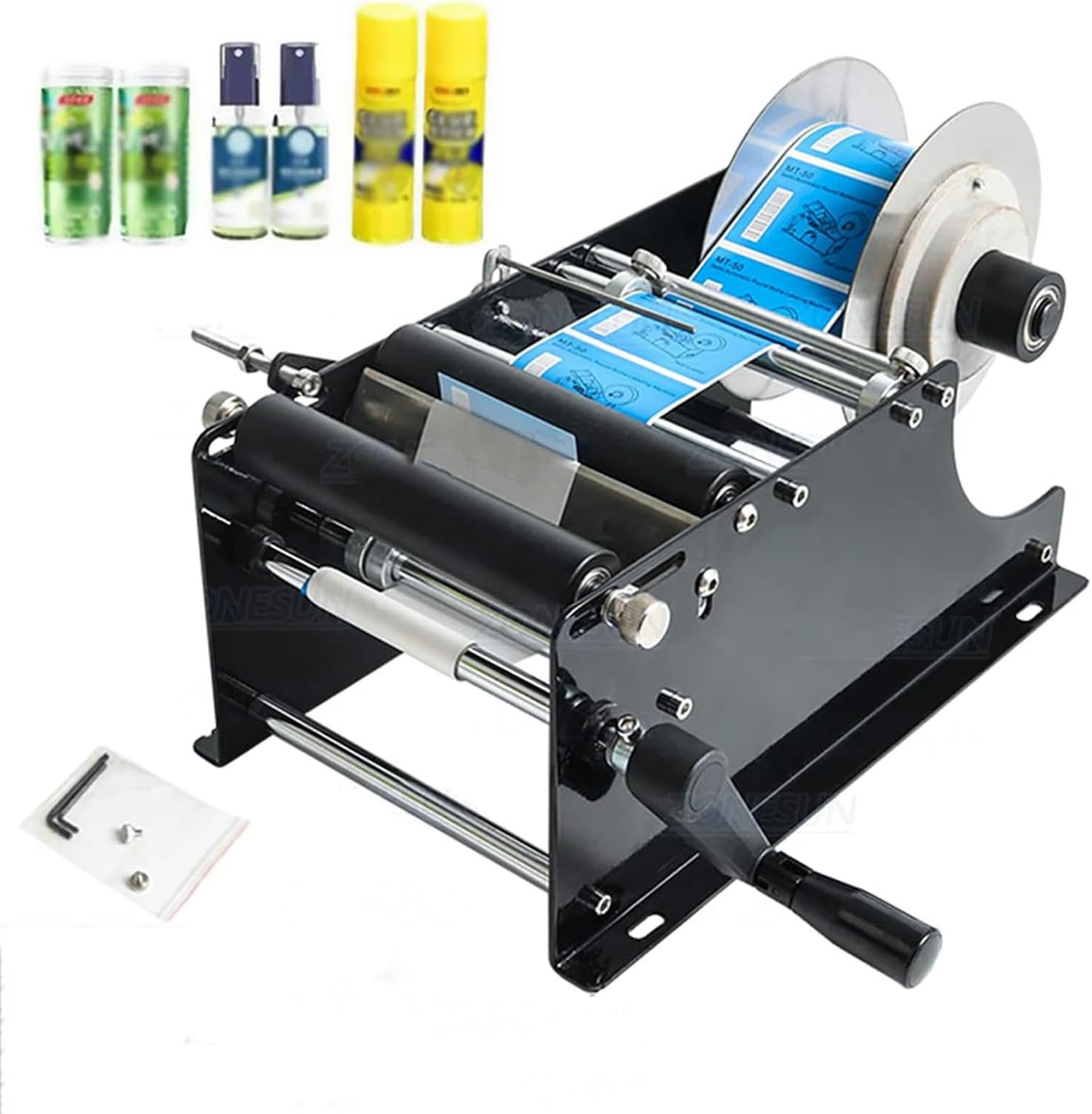 FHRKA Manual Labeling Machine, Labeling Machine Adhesive Tags, Adjustable Semi -Automatic Label Applicator For Plastic Round Bottles