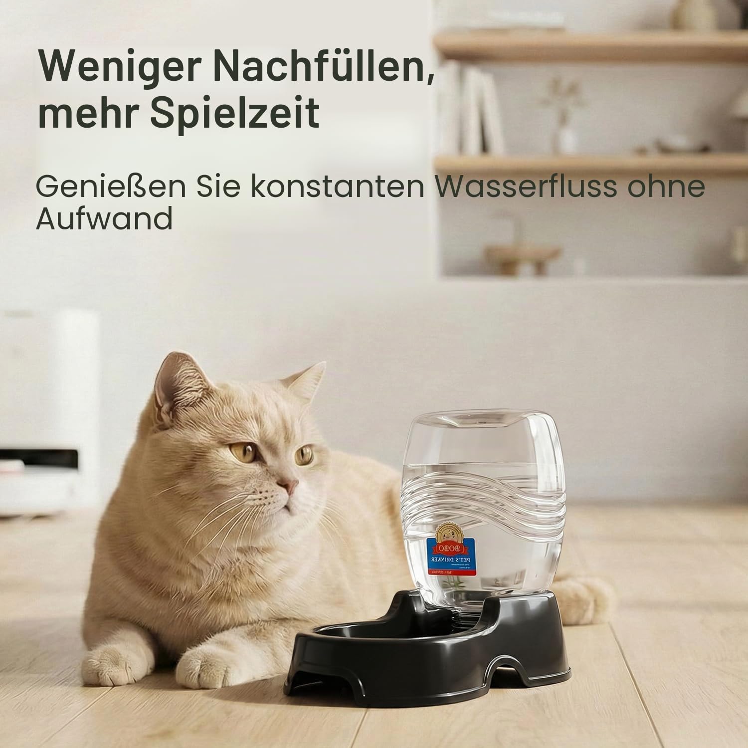 Flexzion Wasserspenderstation für Haustiere, schwarz, 1/4 Gallonen, automatische Nachfüllung, Schwerkraft-Bewässerung, Trinkbrunnen, Flasche, Schüssel, tragbarer Ständer für kleine Hunde, Katzen,