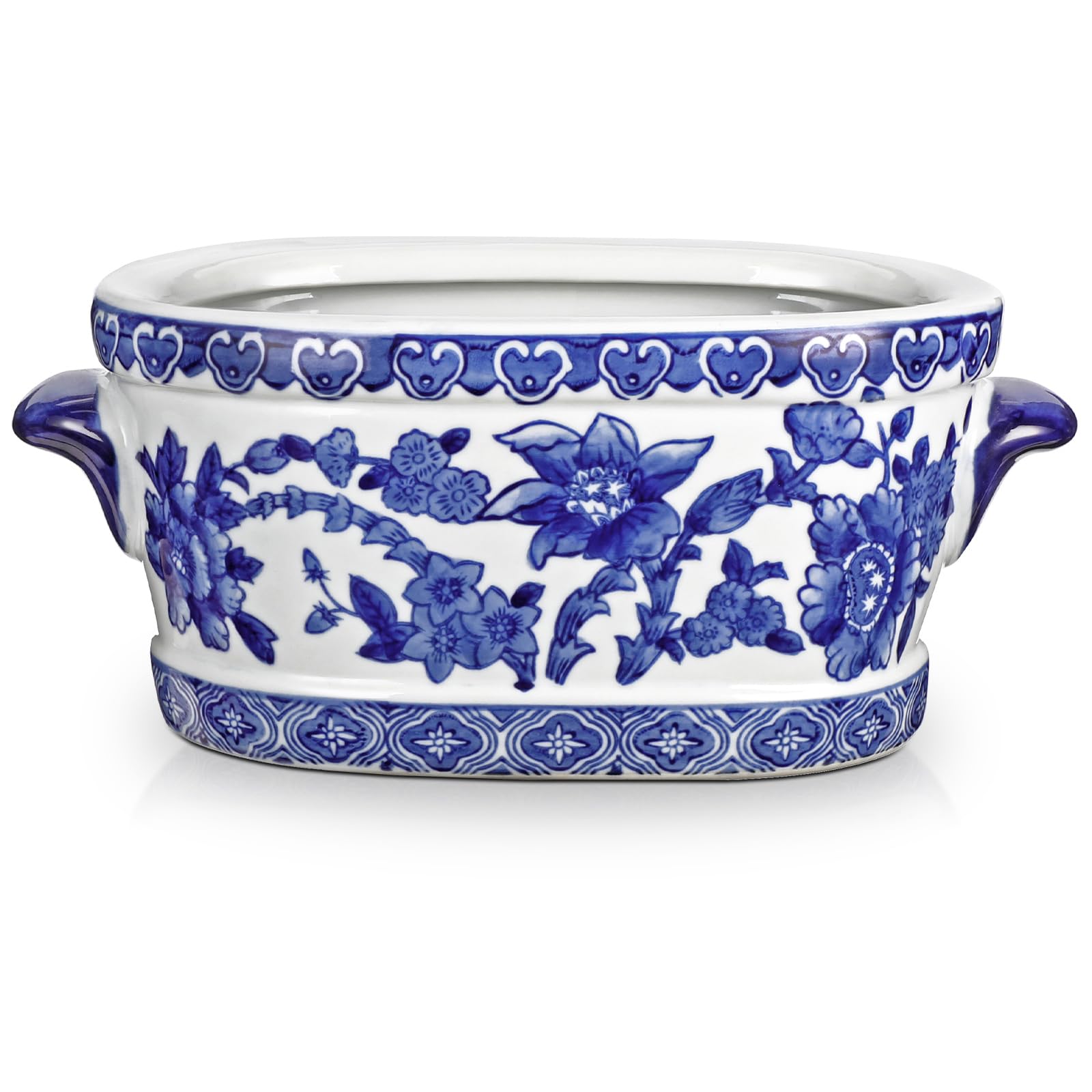 Arborus Blue and White Ceramic Planter Pot