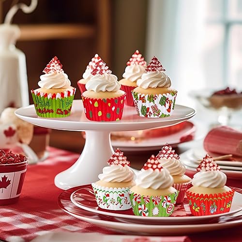 Miniatura 5 de Whaline 600 forros para cupcakes de Navidad, divertidos personajes de dibujos animados, para cupcakes, soportes para tazas de hornear, forros para