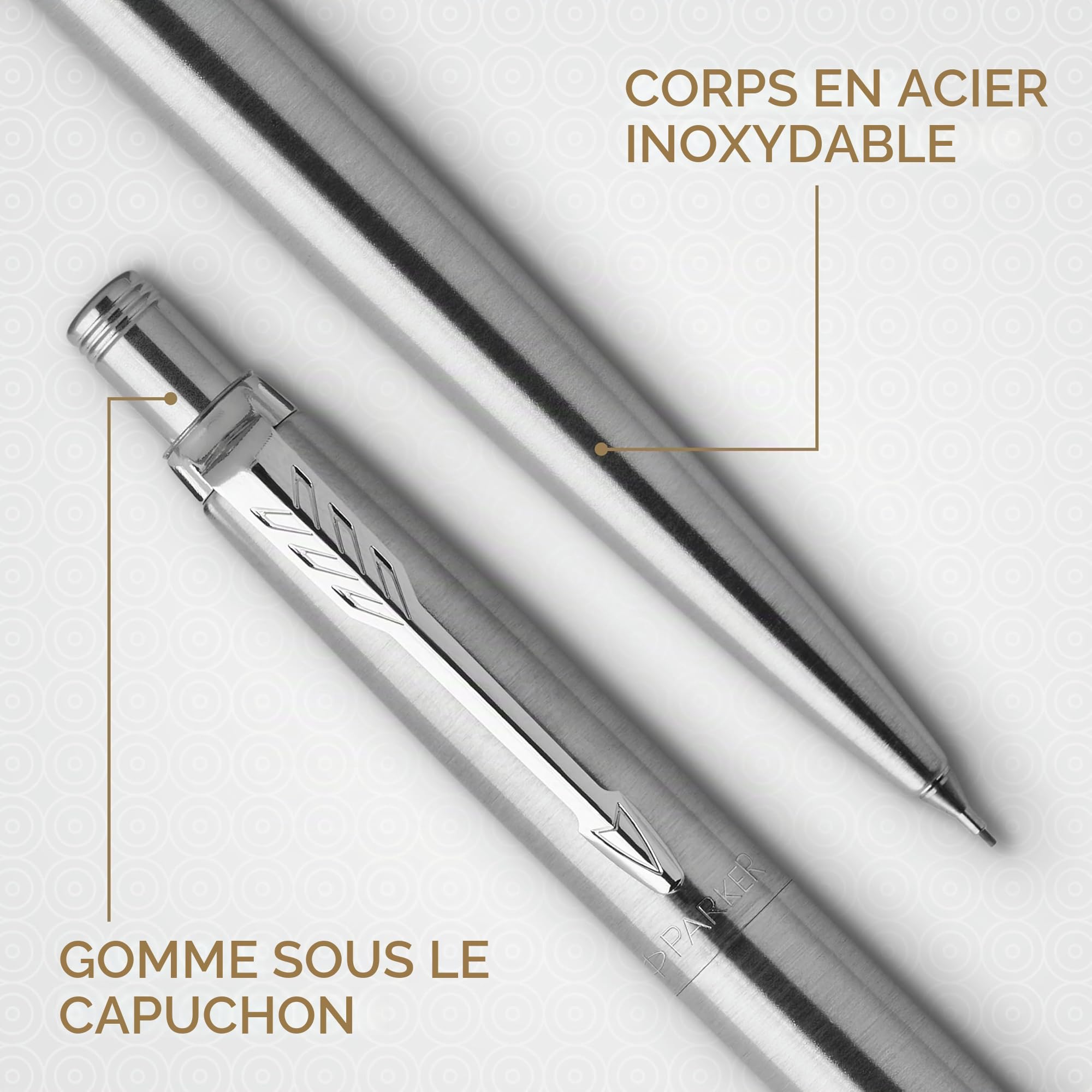 Parker Jotter Duo Coffret-cadeau avec Stylo Bille et Portemine criterium (0,5mm) | Acier inoxydable avec attributs chromés | Fourniture scolaire | boîte de 2