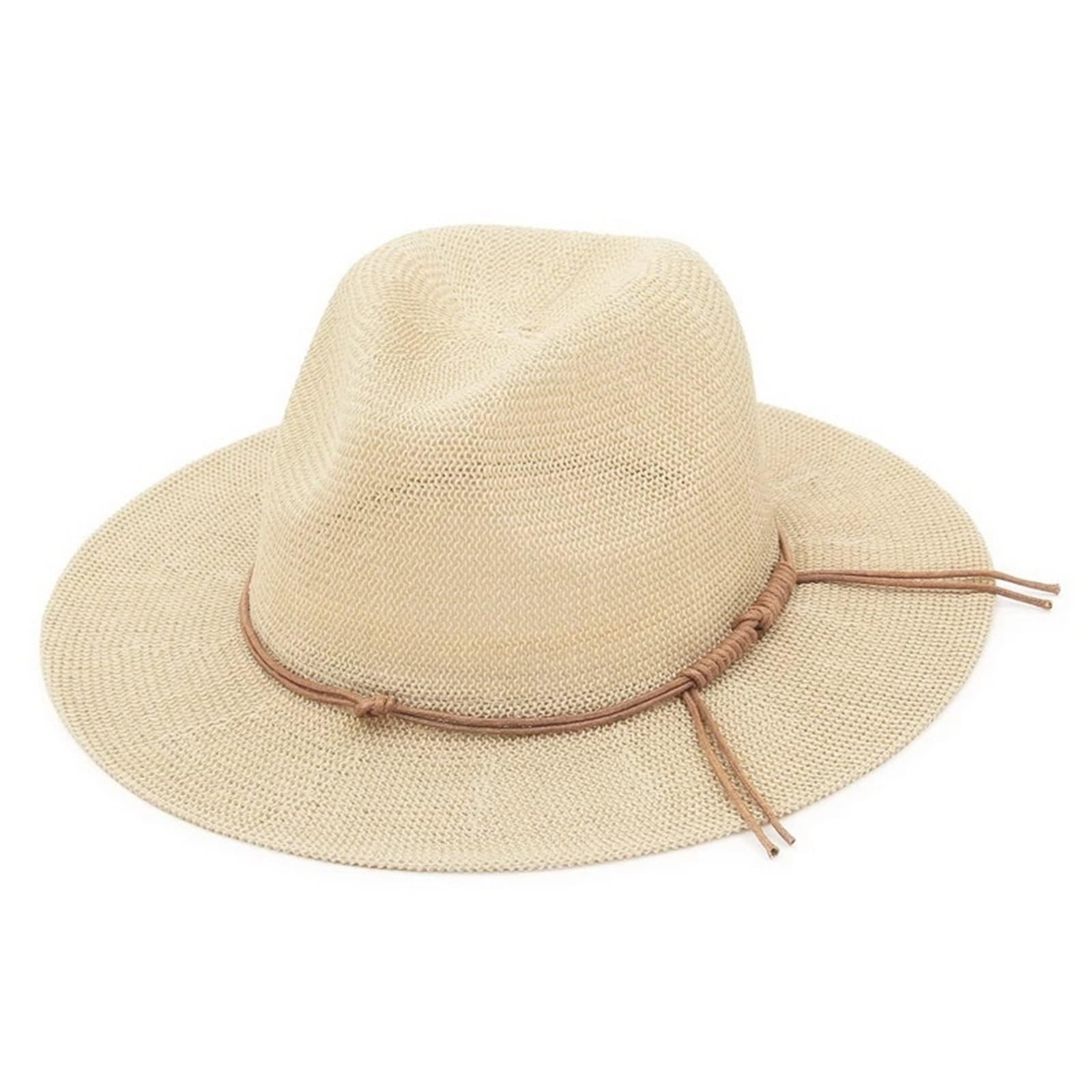 Sombrero de paja de verano ahuecado para hombres y mujeres, cinta de cuero, ala grande, sombrero de jazz, sombrero de paja Fedora