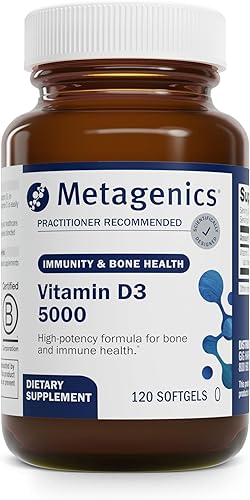 Vista 8 de Metagenics Suplemento de vitamina D3 de 5000 UI - Cápsulas blandas de alta potencia para la salud inmunológica, ósea y cardíaca* - 125 mcg