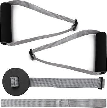Hshbxd Resistance Band Handles & Accessories Kit for Elastic Bands & Tubes, Modern Silver and Black Nylon Exercise Strap Accessories