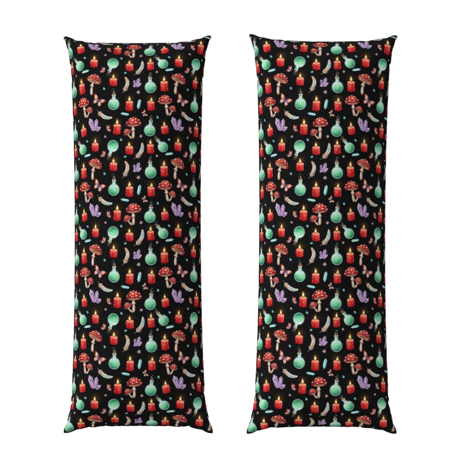 Body Pillow Protector Cover 20x54, Witch Witchy Goth Magic Mushrooms, Breathable Ultra Soft Pillowcase with Zipper, Wrinkle Shrinkage Fade Resistant for Bed Couch