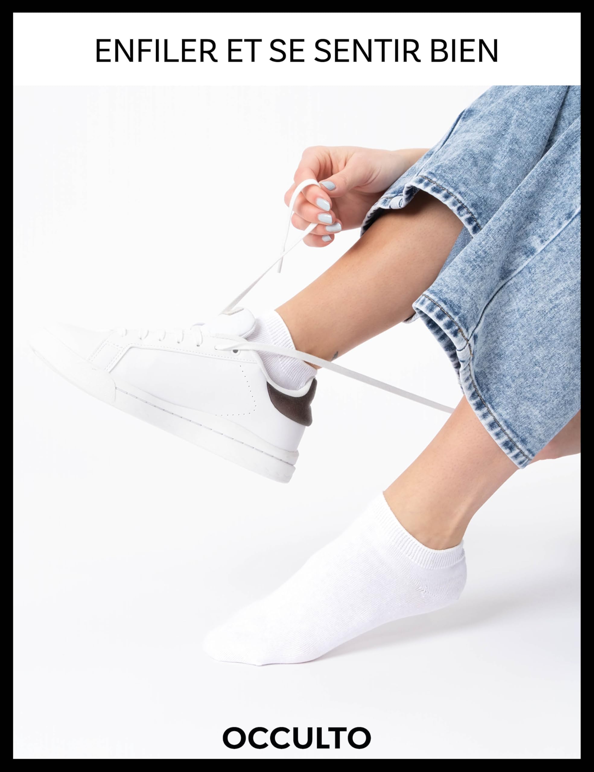 Occulto socquette femme & homme 100% coton lot de 10 (modèle: Manu), chaussettes courte