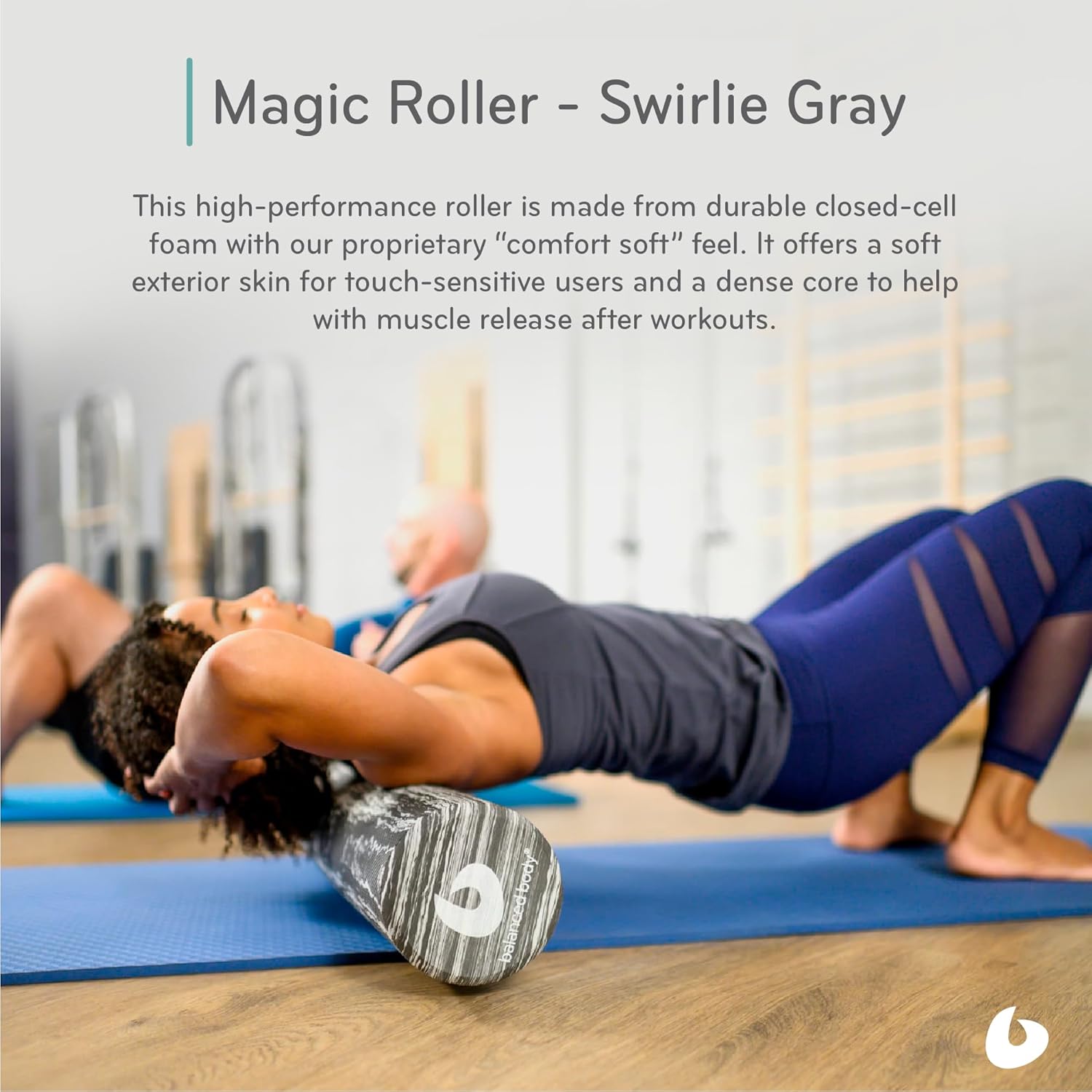 Balanced Body Magic Roller - Muscle Release Tool for Post-Pilates Workout or Physical Therapy, Stretching Tool, Swirlie Gray