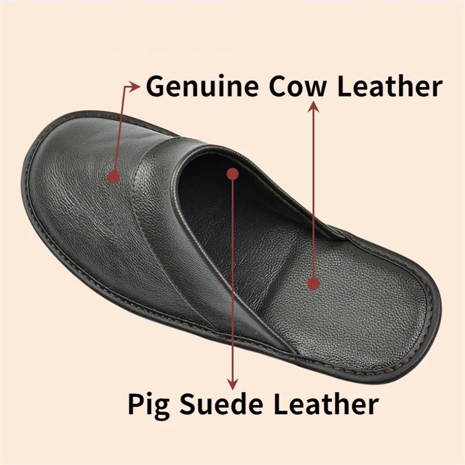 Pantofole in vera pelle di mucca grandi dimensioni, for interni, primavera, autunno, uomo, donna, anziani, antiscivolo, casual, singole Per uso Domestico