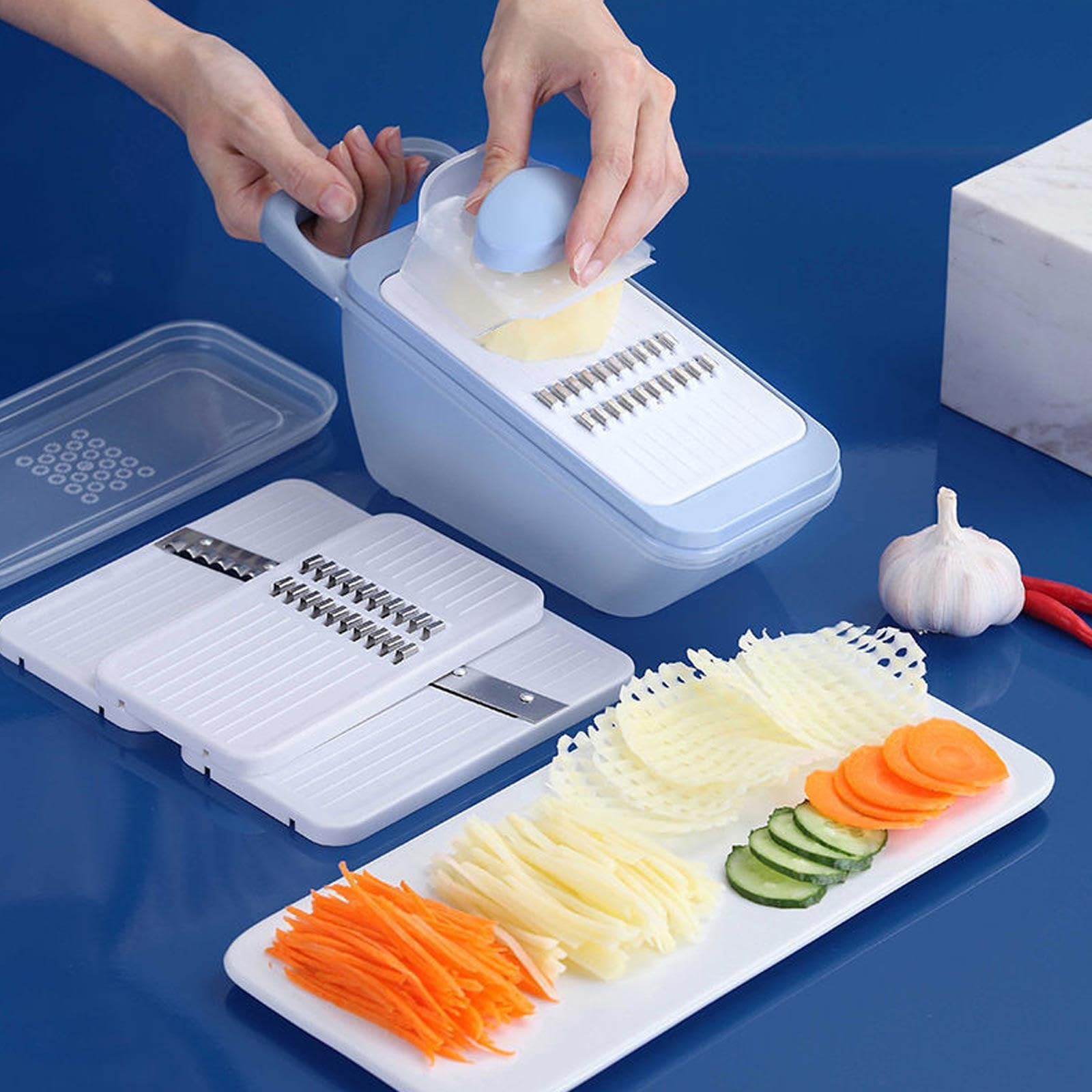 Rallador Hogar Multifuncional Cortador De Verduras Rebanador Rallador Rábano Patata Trituradas Cocina Cortar Verduras,Blue-25×11×10cm/9.84×4.33×3.93in/4011