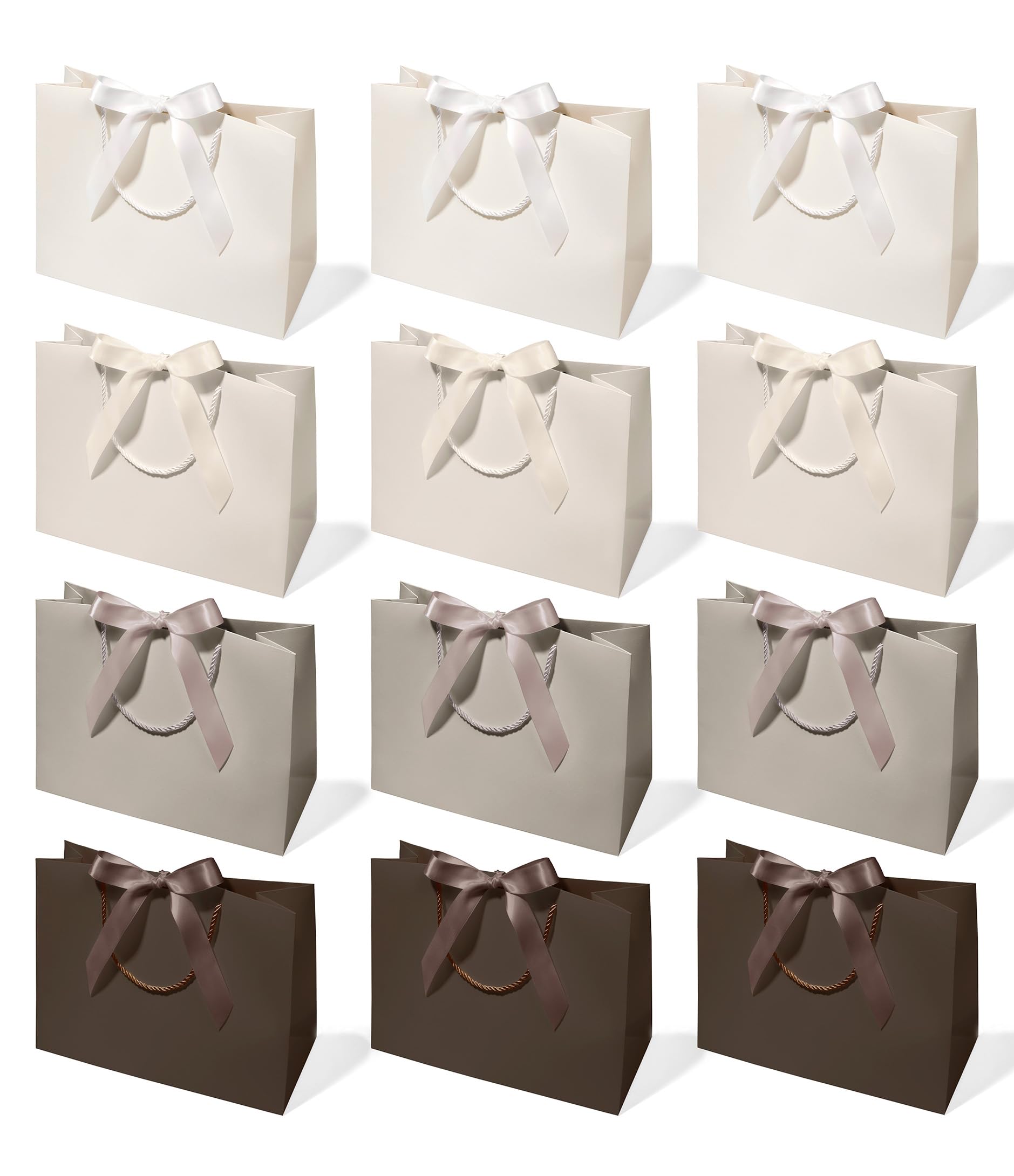 Vitalizart Large Gift Bags With Handles & Bows, Grey Series 12-Piece Set — image 1