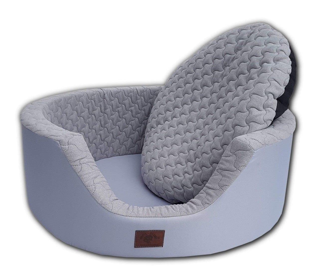 Odolplusz Cuccia rotonda per cani con cuscino reversibile, lavabile, imbottitura in 100% spugna di poliuretano delicata sulla pelle (grigio)