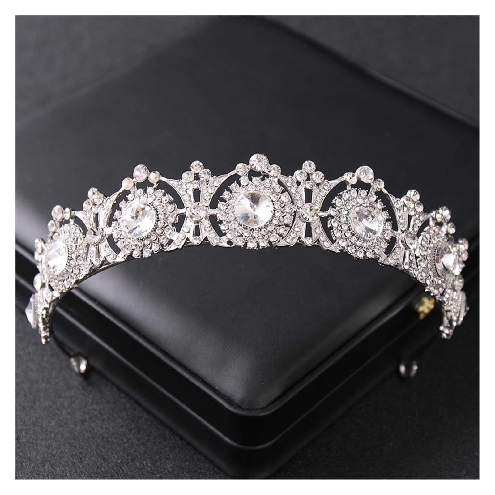 Kryształ w kolorze srebrnym Rhinestone Princess Prom Korony i tiary Diadem Pałąk dla kobiet Akcesoria do włosów dla panny młodej Biżuteria Tiara (kolor metalu: srebrny)