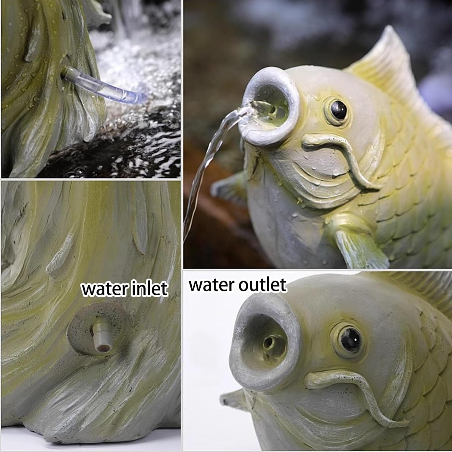 Animal Pond Fountains with Water Pump, Spitters for Small Ponds, Fish Tank Automatic Circulation Outdoor Water Feature Statue, Decor for Koi Pond Garden(Green)