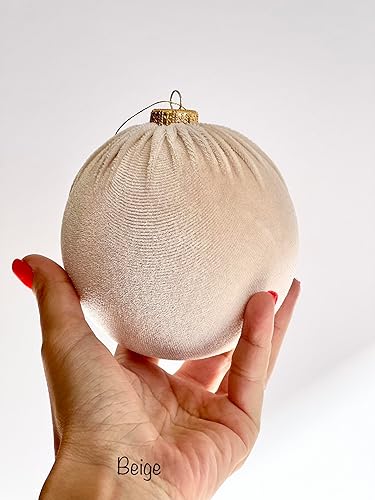 Beige Christmas Handmade Velvet Ornaments, Brown Shades Christmas Balls, Christmas Tree Bulbs, Christmas Decorations, Christmas Gift Idea, Christmas