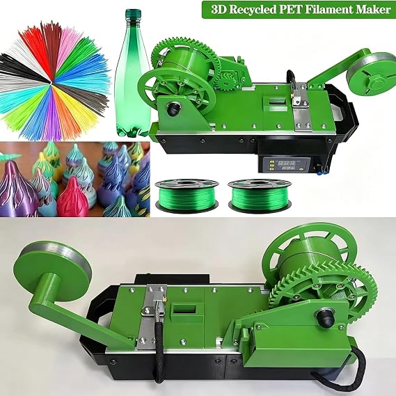 Desktop 3D Printer Filament Extruder Machine,Digital Temperature Control Up to 300°C,Speed Adjustable,Recycles PET Plastic Bottles into 1.75mm Eco-Friendly Filament for DIY Makers Green